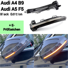 Lade das Bild in den Galerie-Viewer, *Bundle* Dynamische LED-Spiegelblinker & Spiegelkappen (Schwarz-Hochglanz) für Audi A4 B9 / A5 F5